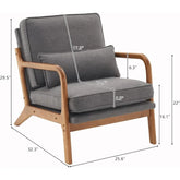 Cozy Living Room Chairs - Linen & Wood Lounge Chairs for Bedroom, Mid Century Modern - Himpall